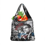 Afro Malcolm X Grocery Bag Quotes Dates and Black History Activist Theme - African Pride
