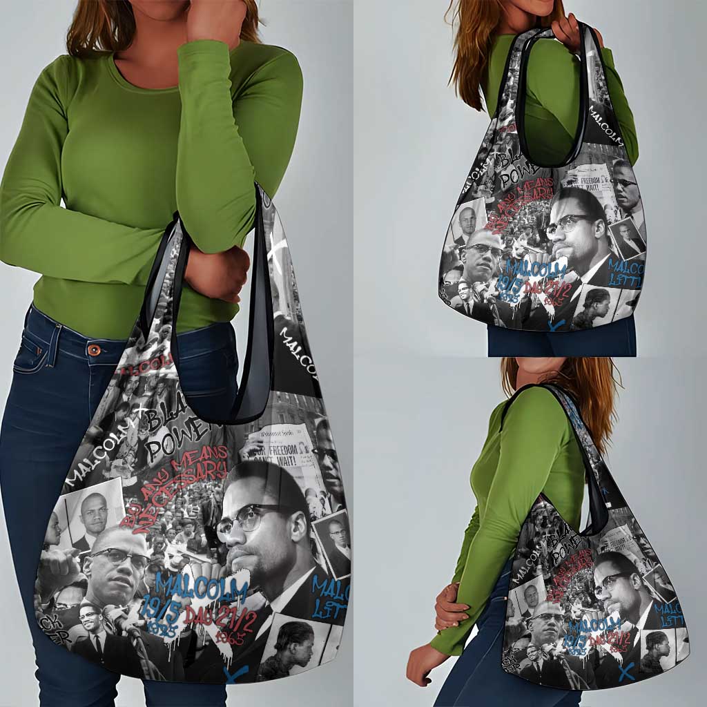 Afro Malcolm X Grocery Bag Quotes Dates and Black History Activist Theme - African Pride