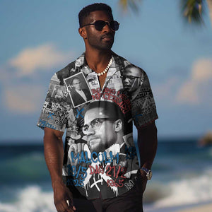 Afro Malcolm X Hawaiian Shirt Quotes Dates and Black History Activist Theme - African Pride