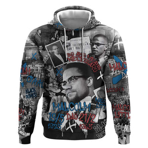 Afro Malcolm X Hoodie Quotes Dates and Black History Activist Theme - African Pride