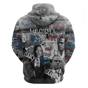 Afro Malcolm X Hoodie Quotes Dates and Black History Activist Theme - African Pride