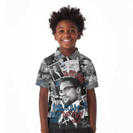 Afro Malcolm X Kid Polo Shirt Quotes Dates and Black History Activist Theme - African Pride