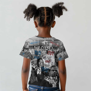 Afro Malcolm X Kid T shirt Quotes Dates and Black History Activist Theme - African Pride