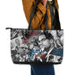 Afro Malcolm X Leather Tote Bag Quotes Dates and Black History Activist Theme - African Pride