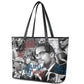 Afro Malcolm X Leather Tote Bag Quotes Dates and Black History Activist Theme - African Pride