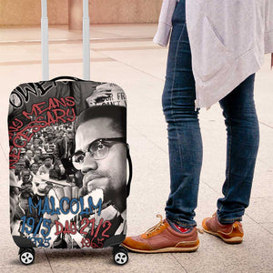 Afro Malcolm X Luggage Cover Quotes Dates and Black History Activist Theme - African Pride