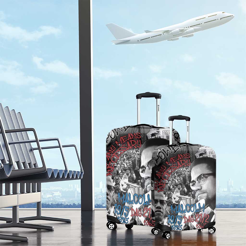 Afro Malcolm X Luggage Cover Quotes Dates and Black History Activist Theme - African Pride