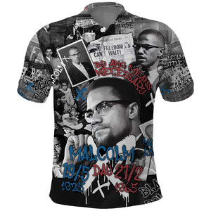 Afro Malcolm X Polo Shirt Quotes Dates and Black History Activist Theme - African Pride