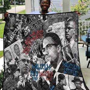 Afro Malcolm X Quilt Quotes Dates and Black History Activist Theme - African Pride