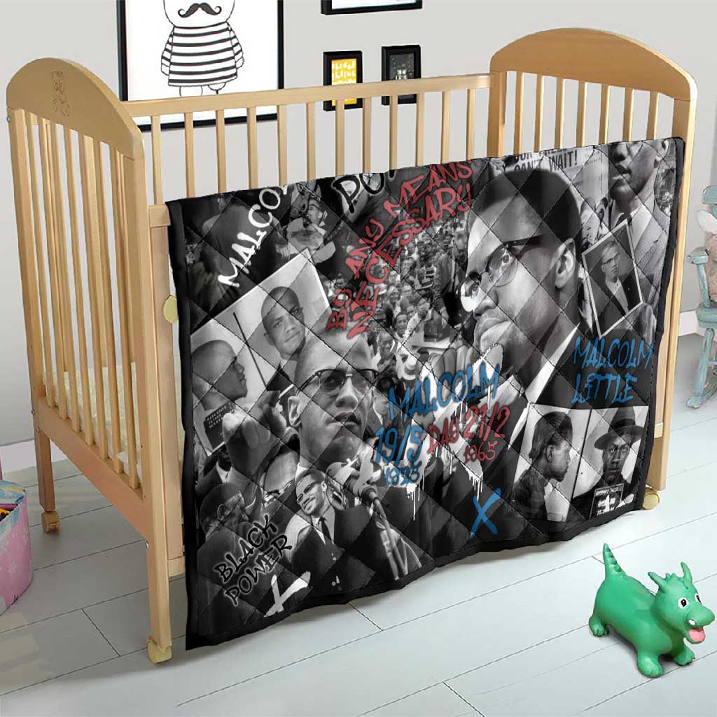 Afro Malcolm X Quilt Quotes Dates and Black History Activist Theme - African Pride