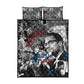 Afro Malcolm X Quilt Bed Set Quotes Dates and Black History Activist Theme - African Pride