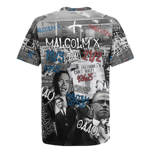 Afro Malcolm X Rugby Jersey Quotes Dates and Black History Activist Theme - African Pride