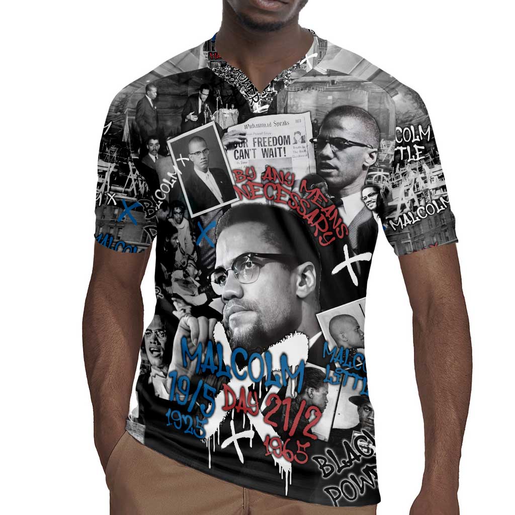 Afro Malcolm X Rugby Jersey Quotes Dates and Black History Activist Theme - African Pride