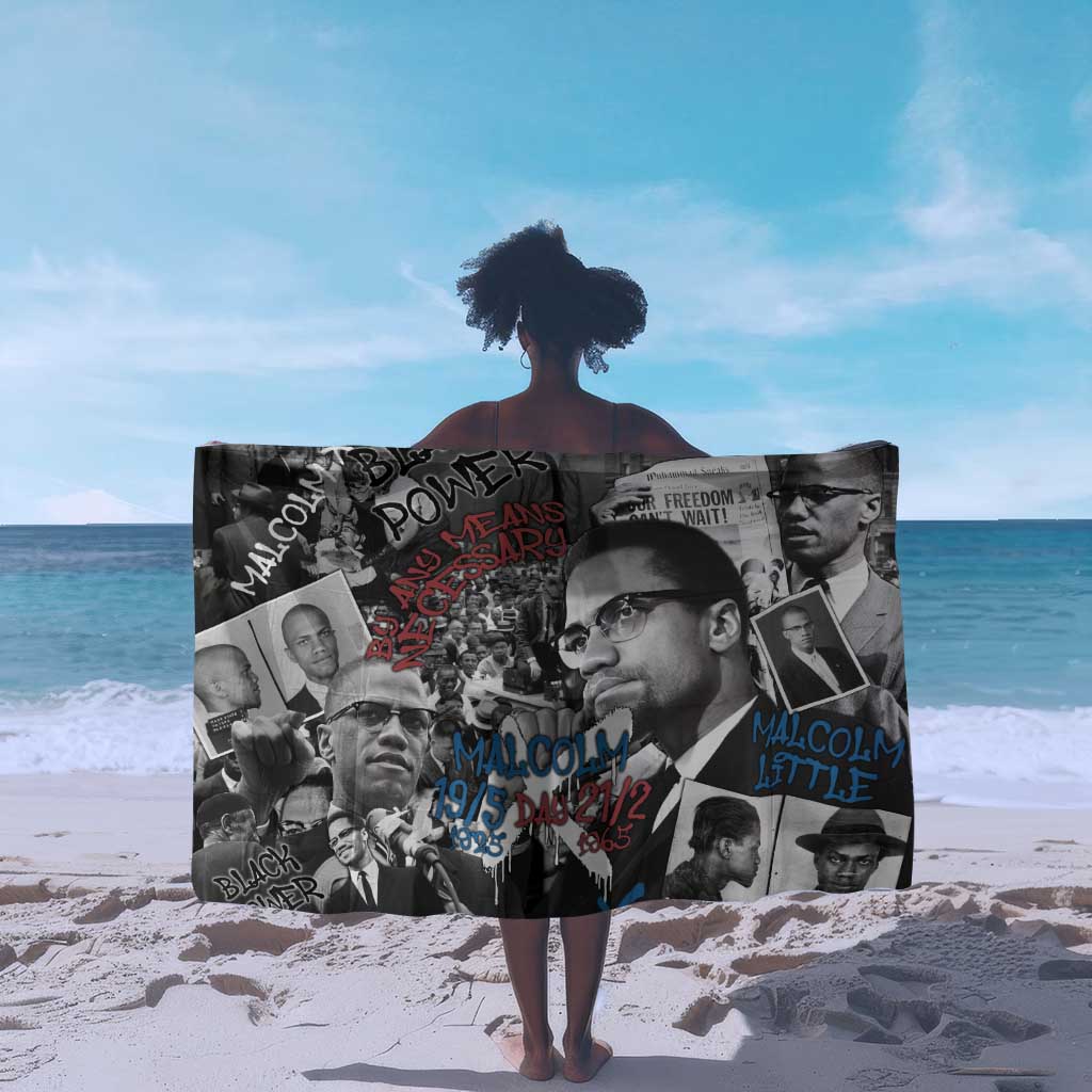 Afro Malcolm X Sarong Quotes Dates and Black History Activist Theme - African Pride