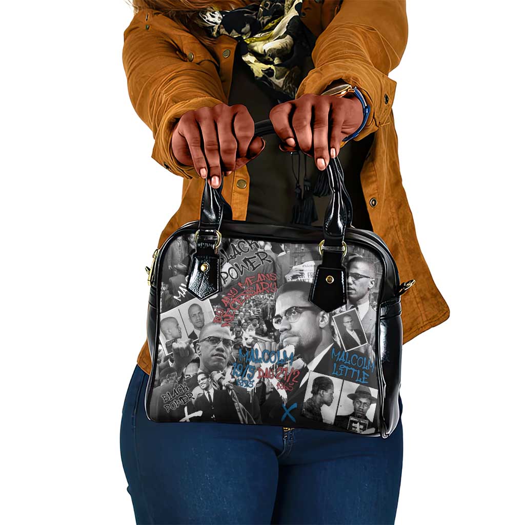 Afro Malcolm X Shoulder Handbag Quotes Dates and Black History Activist Theme - African Pride