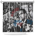 Afro Malcolm X Shower Curtain Quotes Dates and Black History Activist Theme - African Pride