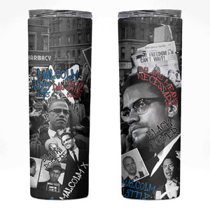 Afro Malcolm X Skinny Tumbler Quotes Dates and Black History Activist Theme - African Pride