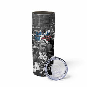 Afro Malcolm X Skinny Tumbler Quotes Dates and Black History Activist Theme - African Pride