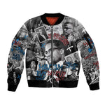 Afro Malcolm X Sleeve Zip Bomber Jacket Quotes Dates and Black History Activist Theme - African Pride