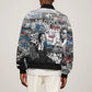 Afro Malcolm X Sleeve Zip Bomber Jacket Quotes Dates and Black History Activist Theme - African Pride