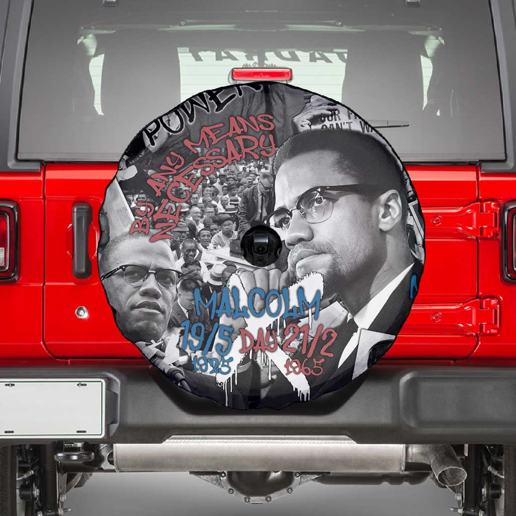 Afro Malcolm X Spare Tire Cover Quotes Dates and Black History Activist Theme - African Pride
