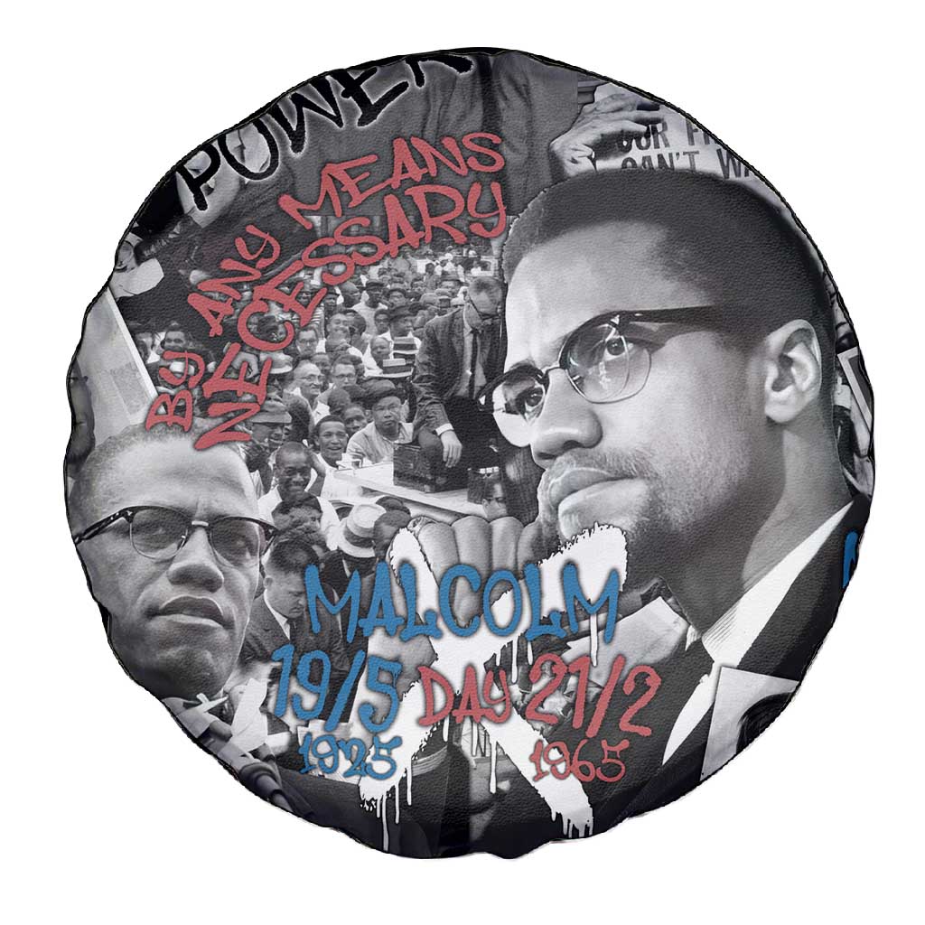 Afro Malcolm X Spare Tire Cover Quotes Dates and Black History Activist Theme - African Pride