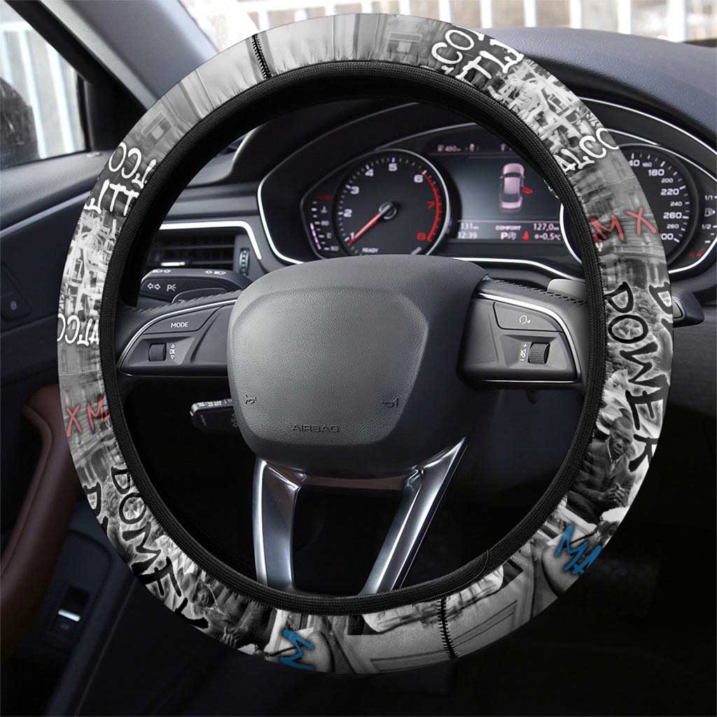 Afro Malcolm X Steering Wheel Cover Quotes Dates and Black History Activist Theme - African Pride
