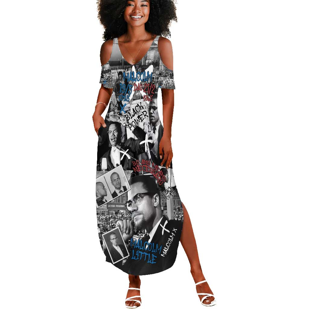 Afro Malcolm X Summer Maxi Dress Quotes Dates and Black History Activist Theme - African Pride