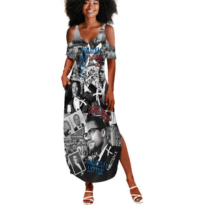 Afro Malcolm X Summer Maxi Dress Quotes Dates and Black History Activist Theme - African Pride