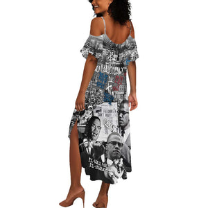 Afro Malcolm X Summer Maxi Dress Quotes Dates and Black History Activist Theme - African Pride