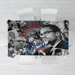 Afro Malcolm X Tablecloth Quotes Dates and Black History Activist Theme - African Pride