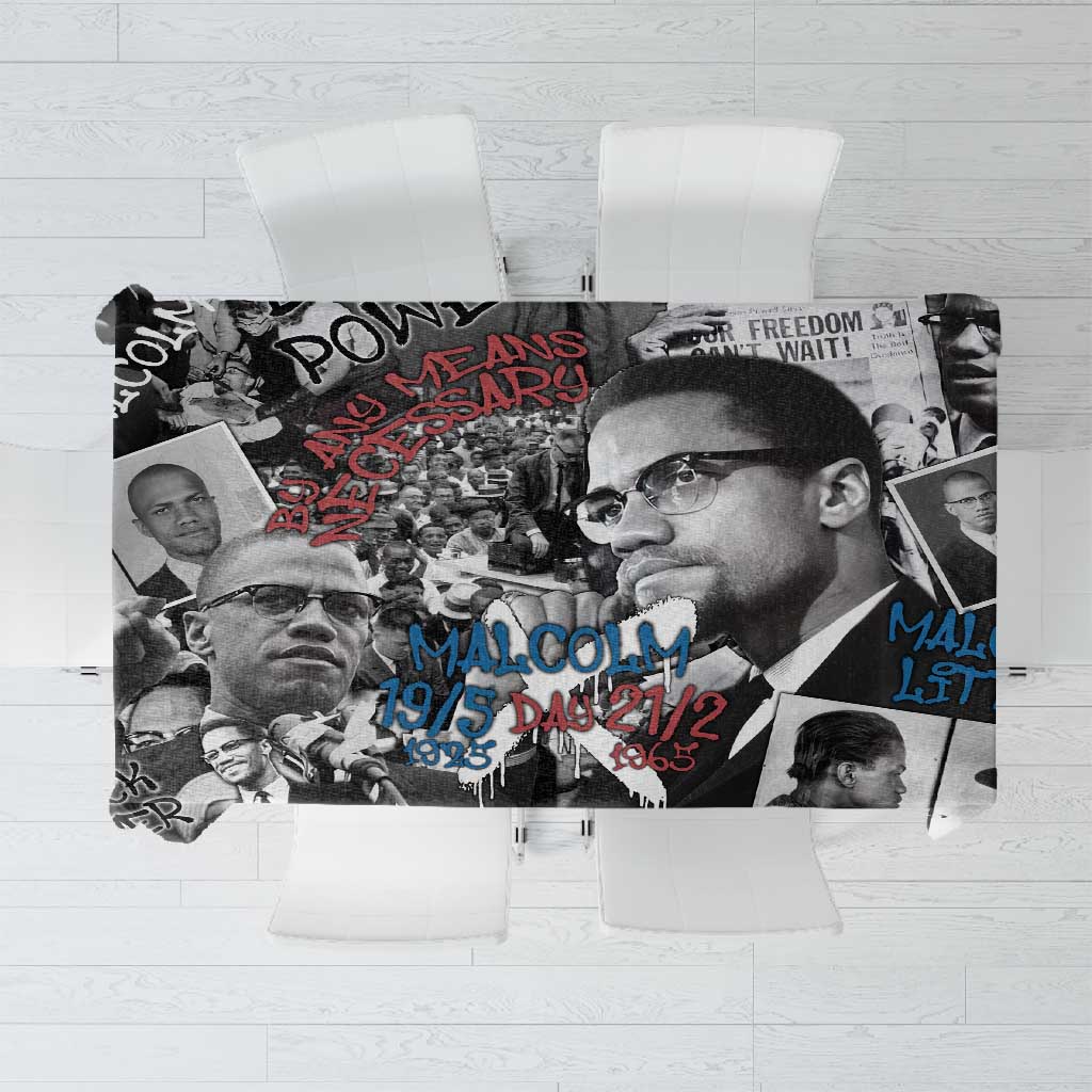 Afro Malcolm X Tablecloth Quotes Dates and Black History Activist Theme - African Pride