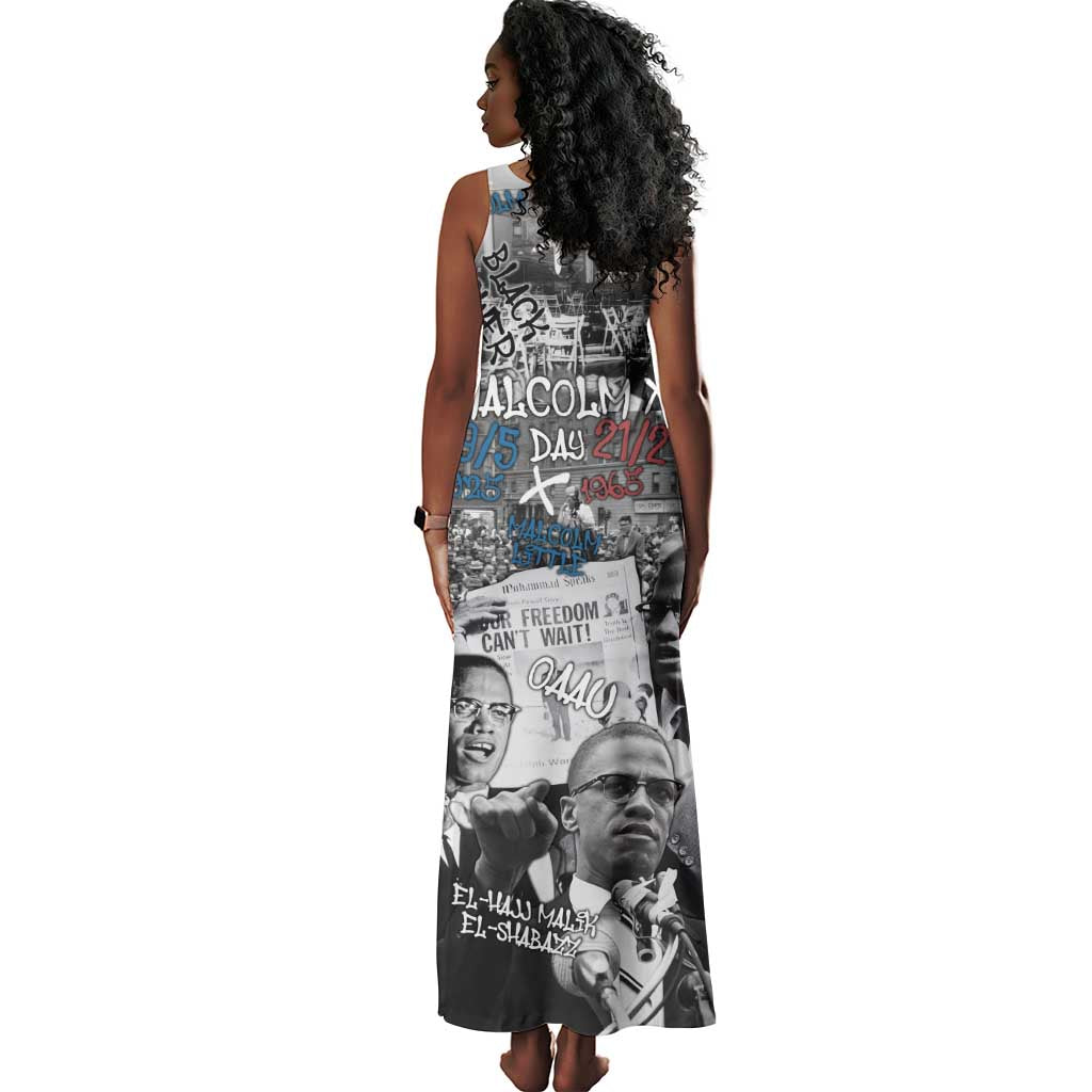 Afro Malcolm X Tank Maxi Dress Quotes Dates and Black History Activist Theme - African Pride
