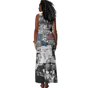 Afro Malcolm X Tank Maxi Dress Quotes Dates and Black History Activist Theme - African Pride