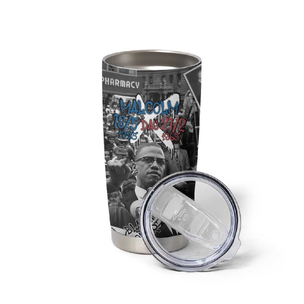 Afro Malcolm X Tumbler Cup Quotes Dates and Black History Activist Theme - African Pride