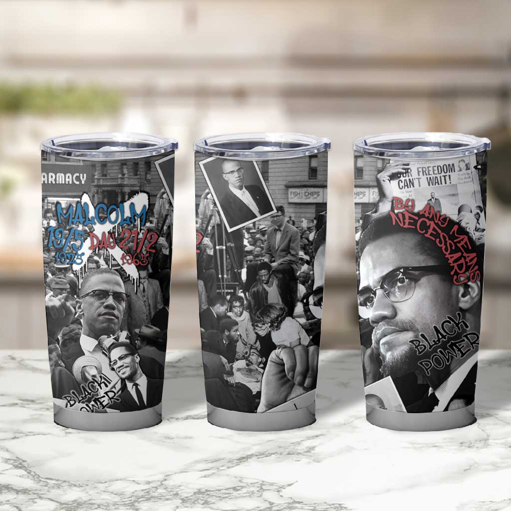 Afro Malcolm X Tumbler Cup Quotes Dates and Black History Activist Theme - African Pride
