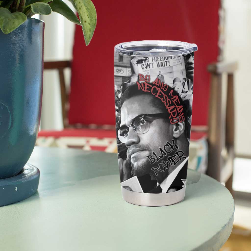 Afro Malcolm X Tumbler Cup Quotes Dates and Black History Activist Theme - African Pride