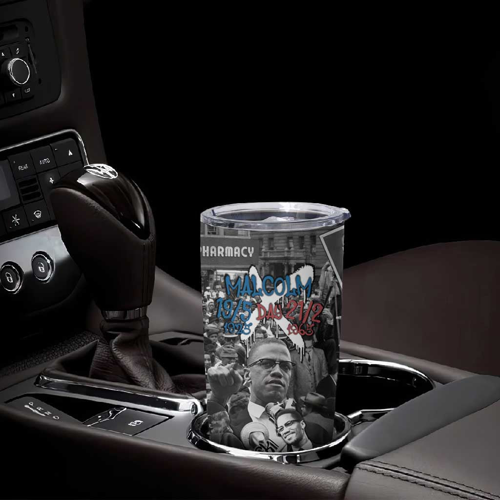 Afro Malcolm X Tumbler Cup Quotes Dates and Black History Activist Theme - African Pride