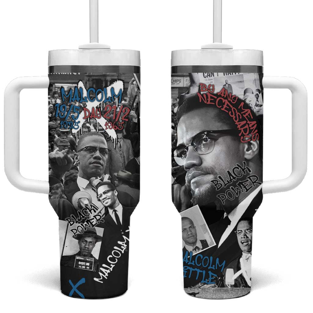 Afro Malcolm X Tumbler With Handle Quotes Dates and Black History Activist Theme - African Pride