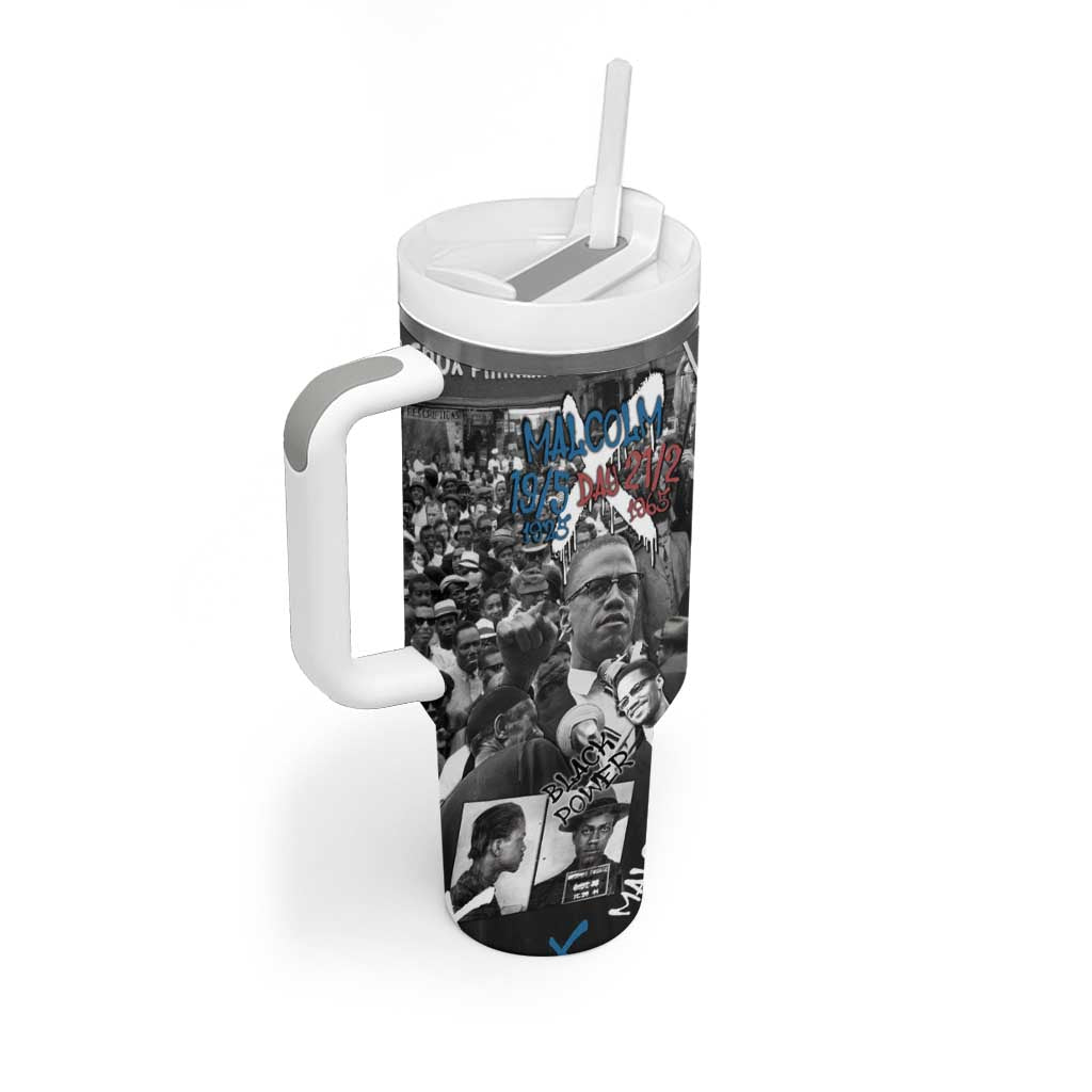 Afro Malcolm X Tumbler With Handle Quotes Dates and Black History Activist Theme - African Pride