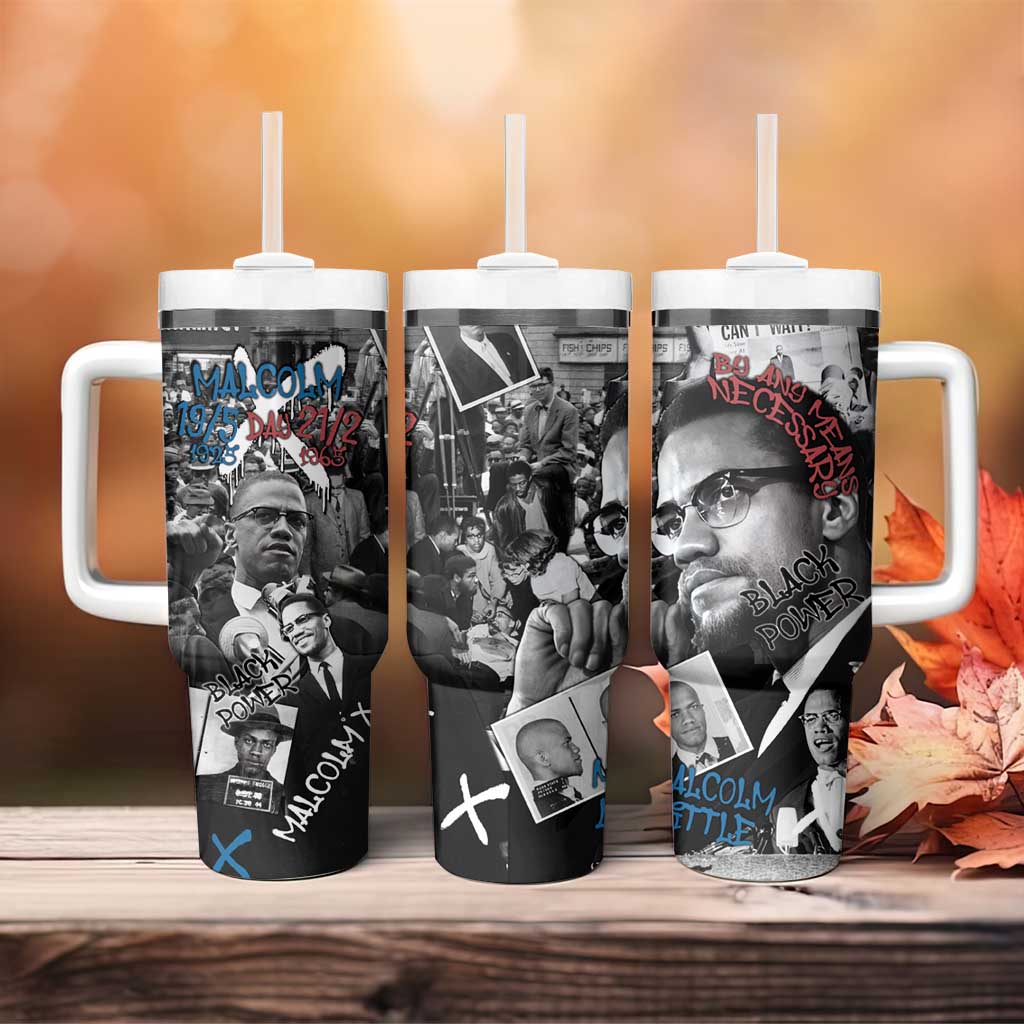 Afro Malcolm X Tumbler With Handle Quotes Dates and Black History Activist Theme - African Pride