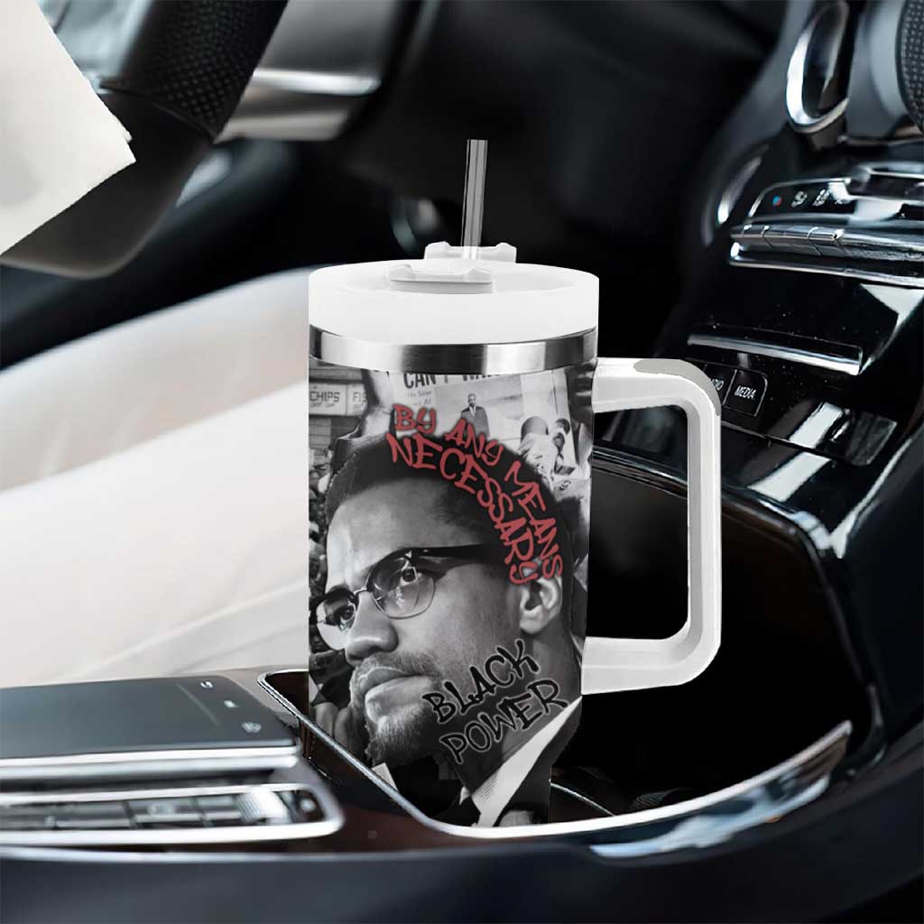 Afro Malcolm X Tumbler With Handle Quotes Dates and Black History Activist Theme - African Pride