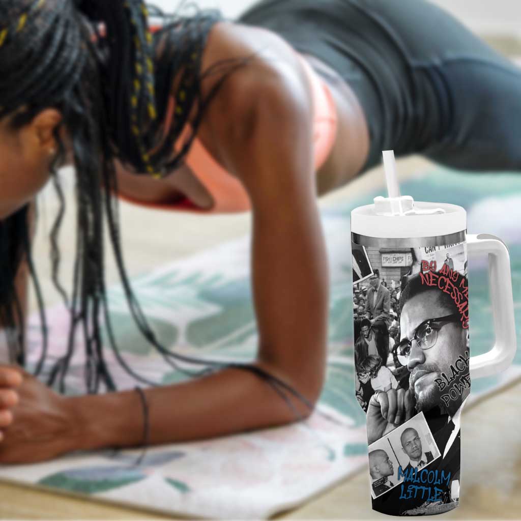Afro Malcolm X Tumbler With Handle Quotes Dates and Black History Activist Theme - African Pride