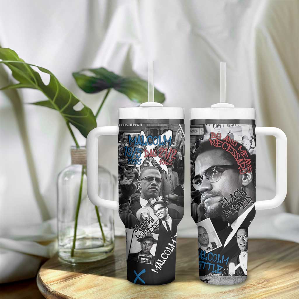 Afro Malcolm X Tumbler With Handle Quotes Dates and Black History Activist Theme - African Pride