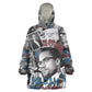 Afro Malcolm X Wearable Blanket Hoodie Quotes Dates and Black History Activist Theme - African Pride