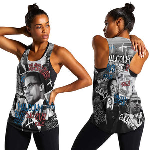 Afro Malcolm X Women Racerback Tank Quotes Dates and Black History Activist Theme - African Pride