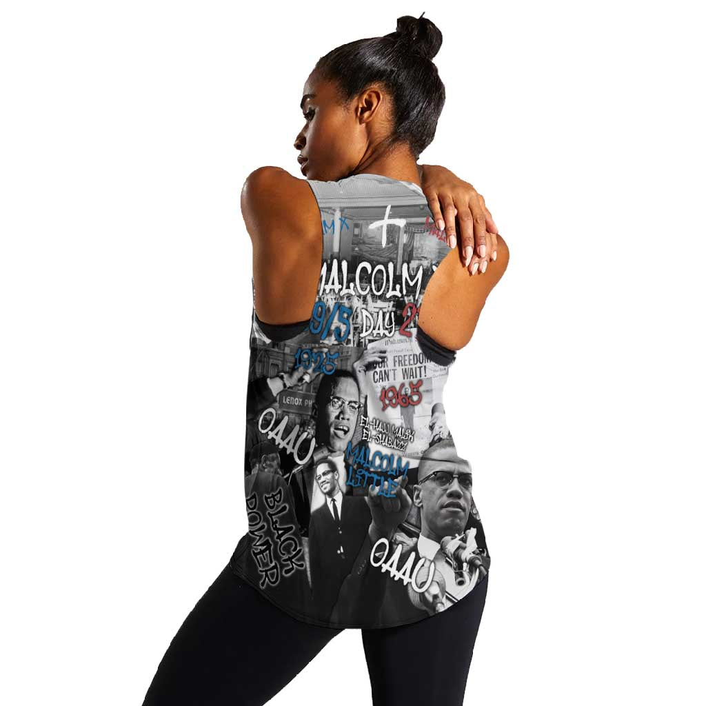 Afro Malcolm X Women Racerback Tank Quotes Dates and Black History Activist Theme - African Pride