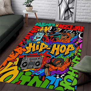 Hip Hop Graffiti African Area Rug Black Melanin Text and Urban Street Art - African Pride