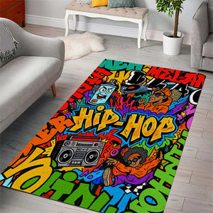 Hip Hop Graffiti African Area Rug Black Melanin Text and Urban Street Art - African Pride