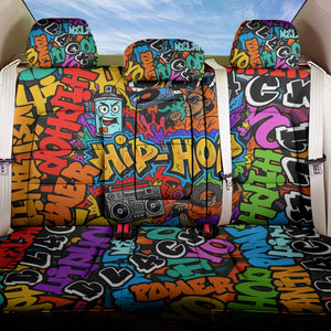 Hip Hop Graffiti African Back Car Seat Cover Black Melanin Text and Urban Street Art - African Pride